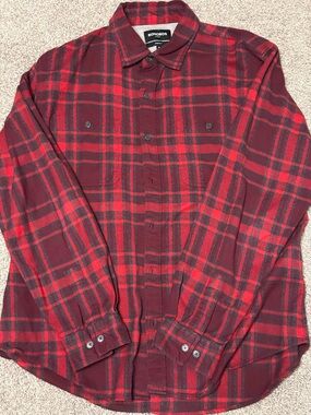 Bonobos Red and Burgundy Plaid Flannel Shirt